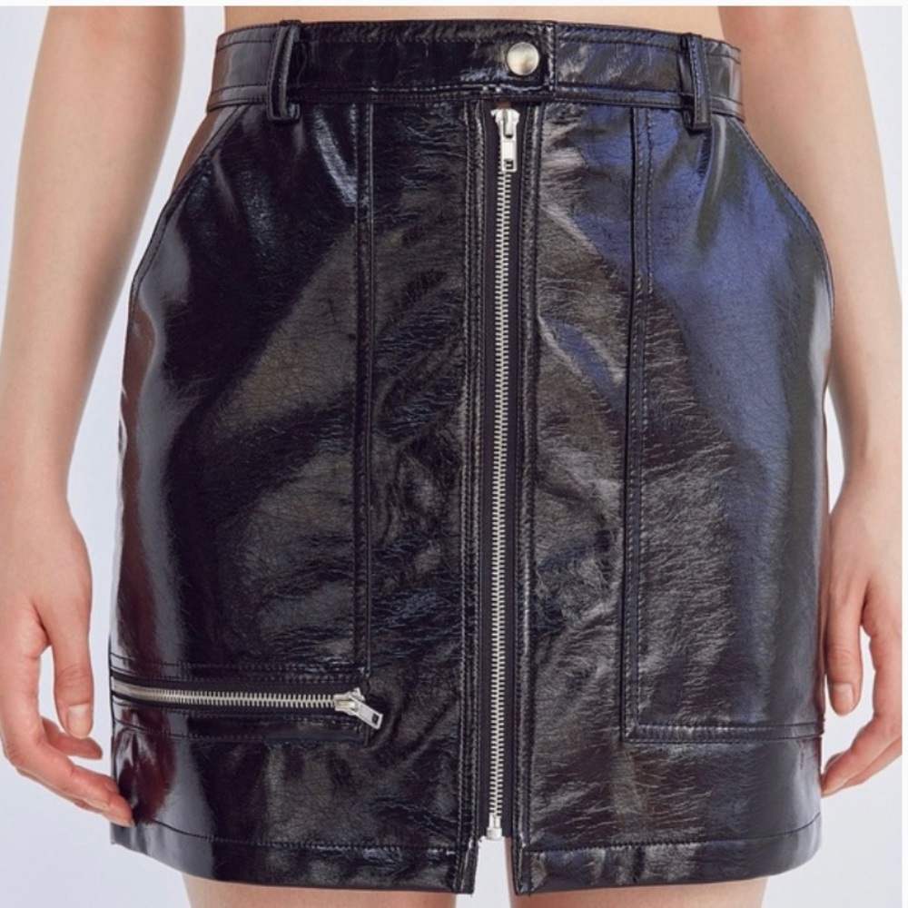 Silence + Noise faux patent leather mini skirt